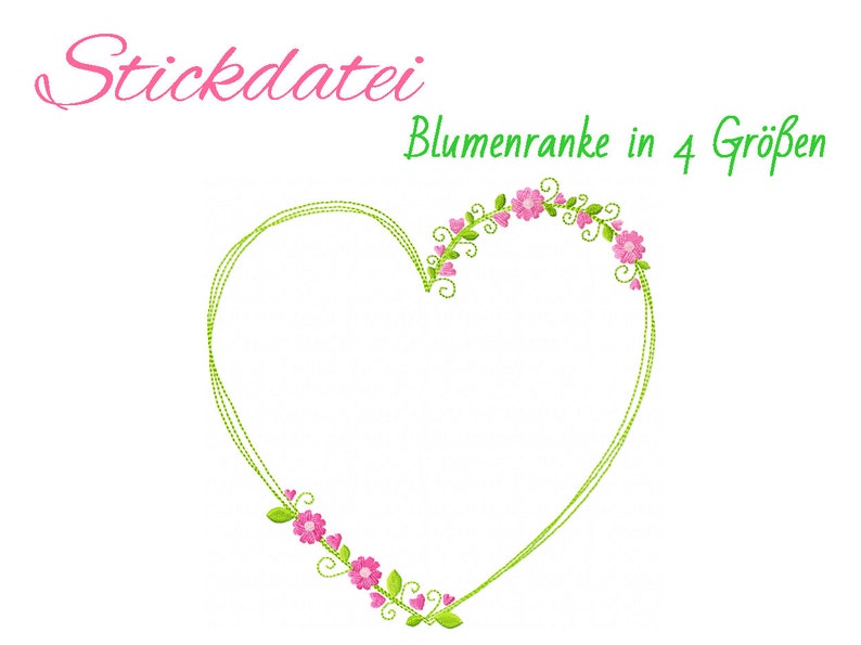 Stickdatei Blumenranke Herz Bild 2