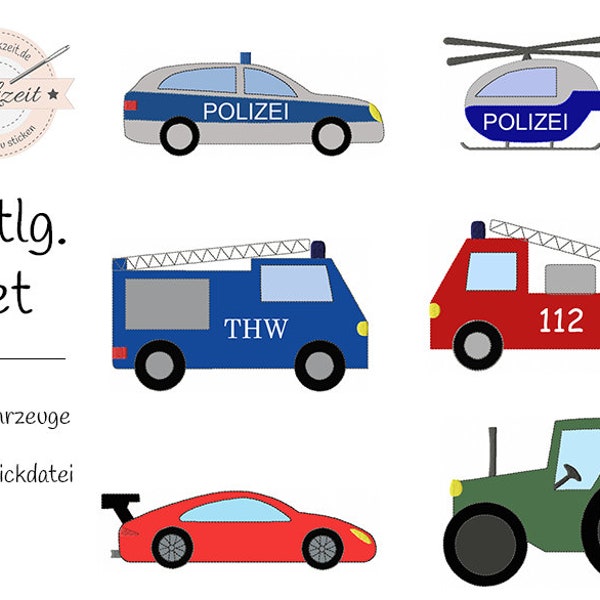 Mega Fahrzeuge Set- doodle Stickdatei
