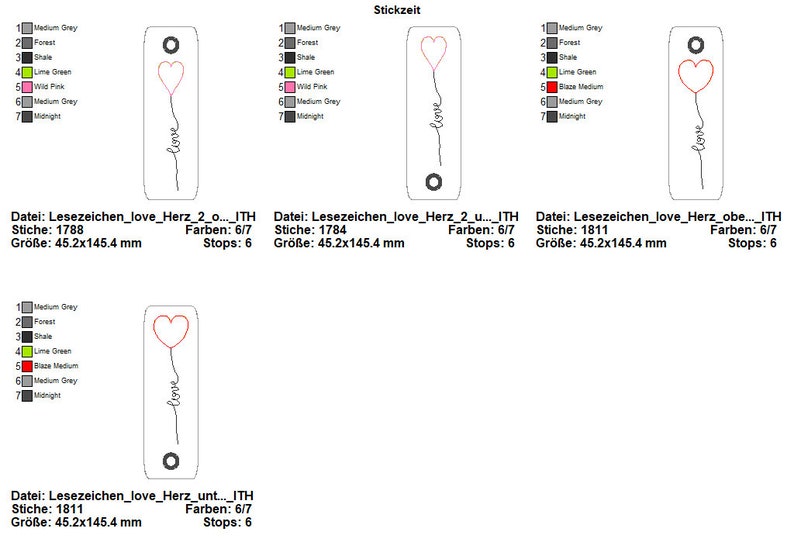 Lesezeichen LOVE ITH-Stickdatei Bild 9