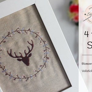 Flower tendril deer - full embroidery file