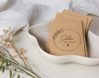 Gastgeschenk Hochzeit | Blumensamen Gastgeschenke 10 x Samentütchen Geschenke für Hochzeitsgäste, Kommunion Taufe "schön, dass du da bist!"