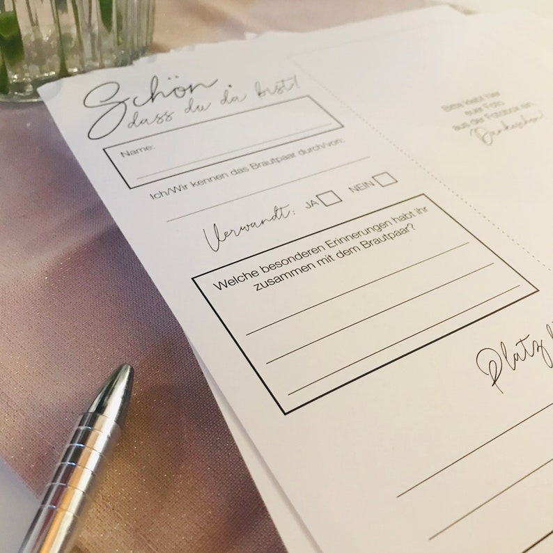 Guestbook Tickets A4 Wedding modern Love Etsy