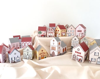 Advent calendar little house craft set village - colorful as a PDF for printing