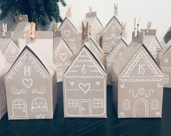 Advent calendar little house DIY PDF Gingerbread