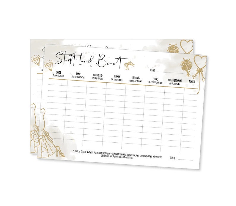 JGA Spiel Stadt-Land-Braut Spiel Girlsedition PDF zum - Etsy.de