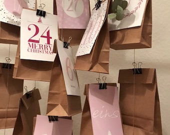 Adventskalender Karten rosa