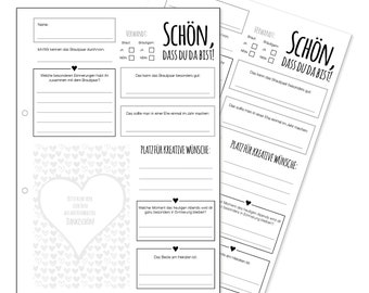 Guestbook Cards A4 Wedding "Hearts" PDF for self-printing