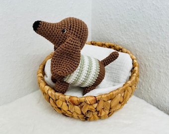 Gehäkeltes Amigurumi Dackel,Bio Baumwolle, handgemacht, Häkeltier,  Dackel