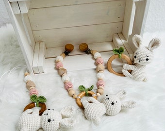 Stroller chain + Maxicosi pendant rattle rabbits