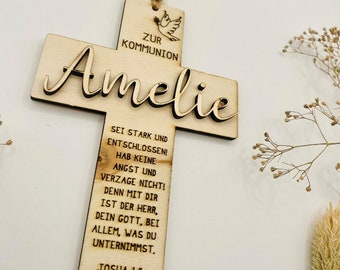 KOMMUNIONSKREUZ / personalisiertes Kreuz / Geschenkidee / Wunschnamen / Kreuz / Konfirmation / Holz