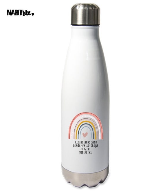 Educator Rainbow Thermos Bottle, Personalized by Name, Children Adults,  500ml, Little People Need Such Big Hearts as Dei 