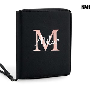 Organizer Travelorganizer U Booklet Personalized Initials / Faux Leather / Organizer with Inner Pockets / Black