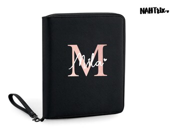 Organizer Travelorganizer U Booklet Personalized Initials / Faux Leather / Organizer with Inner Pockets / Black