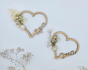 Grandma I Grandpa I Wooden sign I Mother's Day I Father's Day I Heart I Decoration I Gift I Dried flowers | Special gift I Happiness I Wooden heart