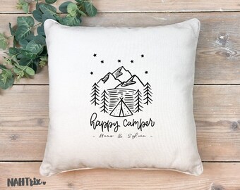 Pillow, personalized, Happy Camper, Camping, Cover, Gift, Gift idea, Birthday