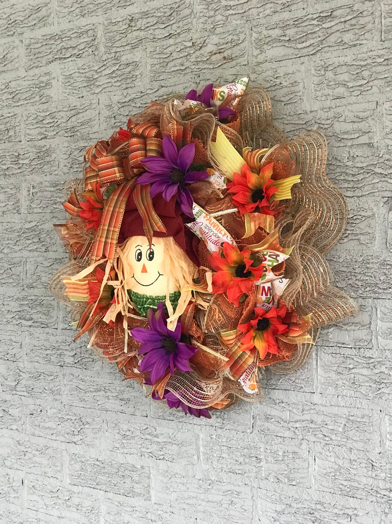 Scarecrow Front Door Wreath 20 Fall Scarecrow Wreath Farm House Front Door Wreath Fall Decor Rustic Fall Wreath Fall Front Door Wreath