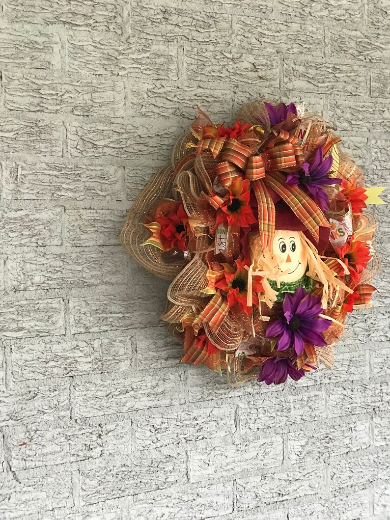 Scarecrow Front Door Wreath 20 Fall Scarecrow Wreath Farm House Front Door Wreath Fall Decor Rustic Fall Wreath Fall Front Door Wreath