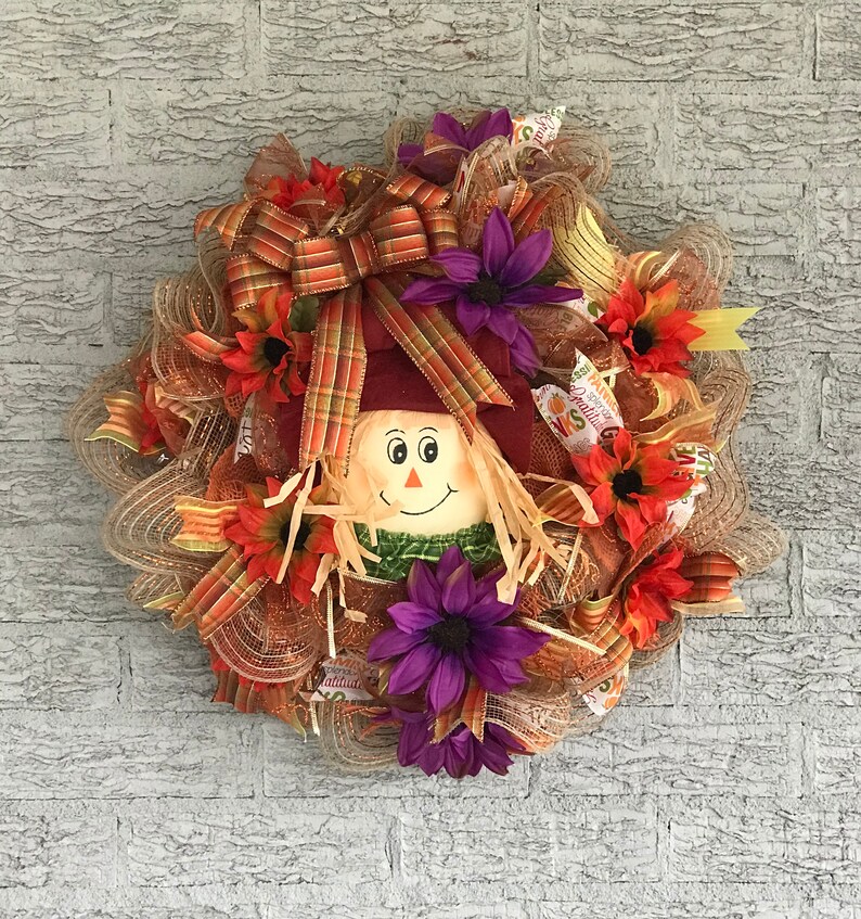 Scarecrow Front Door Wreath 20 Fall Scarecrow Wreath Farm House Front Door Wreath Fall Decor Rustic Fall Wreath Fall Front Door Wreath