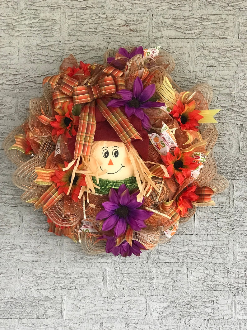 Scarecrow Front Door Wreath 20 Fall Scarecrow Wreath Farm House Front Door Wreath Fall Decor Rustic Fall Wreath Fall Front Door Wreath