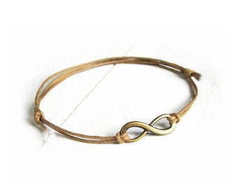 Armband Infinity Unendlichkeit bronze Freundschaftsarmband Liebe Love Geschenkidee, verstellbar, Wunschfarbe