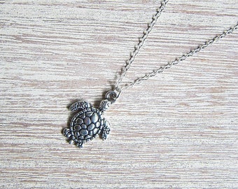 Schildkröte Halskette, silberne Halskette, Geburtstagsgeschenk für Freundin, Boho, Strandschmuck, Urlaub,Schmuck