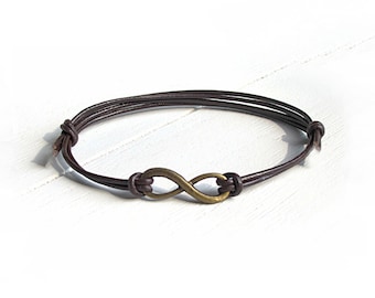 Leder Armband, Infinity Armband, Freundschaftsarmband, Lederarmband, Unendlichkeit