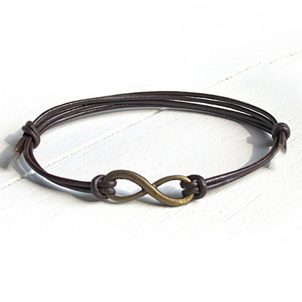 Leder Armband, Infinity Armband, Freundschaftsarmband, Lederarmband, Unendlichkeit