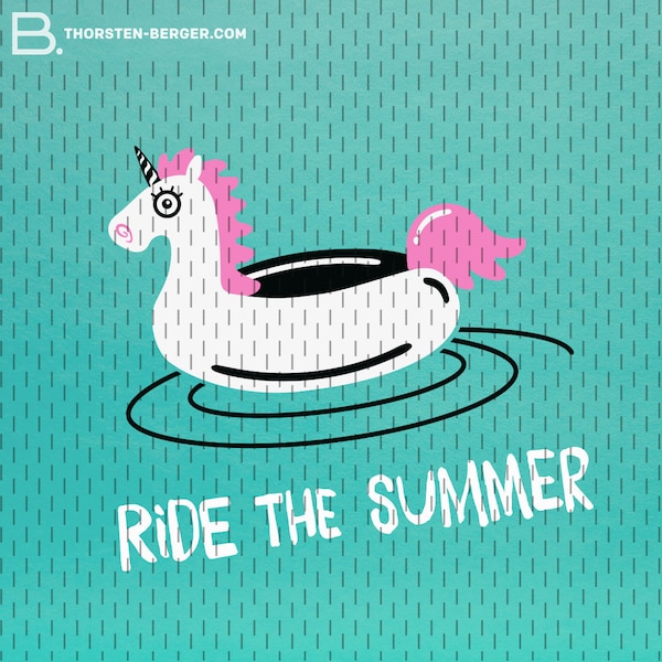 Plotter motif "Pool Rodeo" by Thorsten Berger // Plotten / Einhorn / Unicorn / Sun / Summer / Summer / Fun / Humor / Urlaub / Holiday