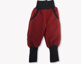 Bloomers en laine bouillie rouge/bleu