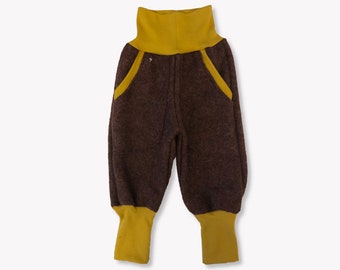 Bloomers made of boiled wool brown/yellow