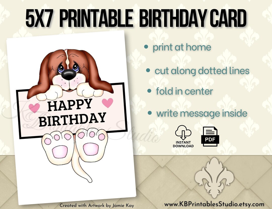 Printable Puppy Birthday Card, DIY Kids Card (PDF) - Etsy