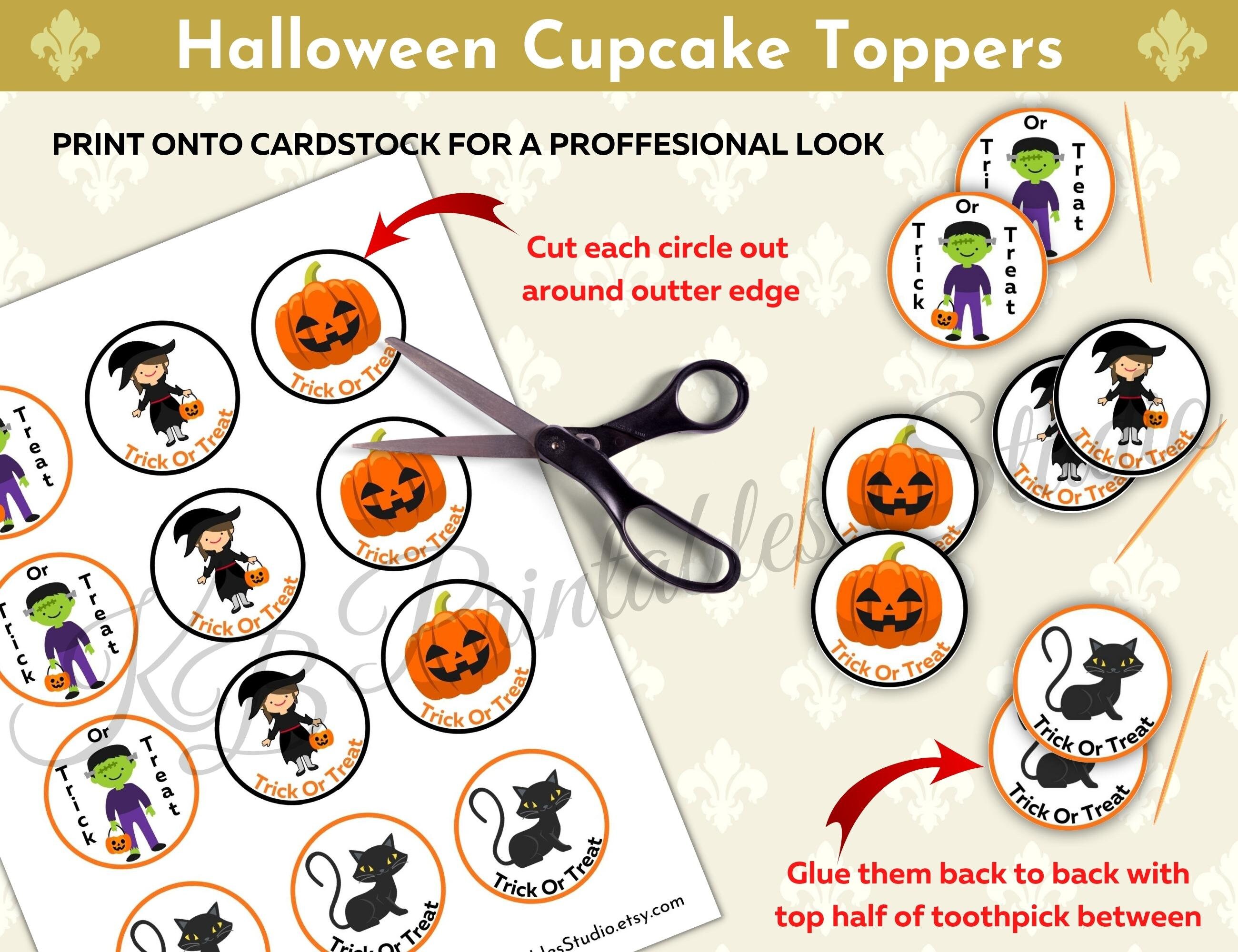 Halloween Printable Cupcake Toppers Halloween Cupcakes Etsy