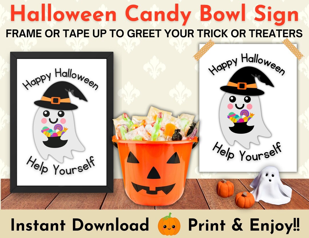 Halloween Candy Bowl Sign Ghost Trick Or Treat digital Download Etsy