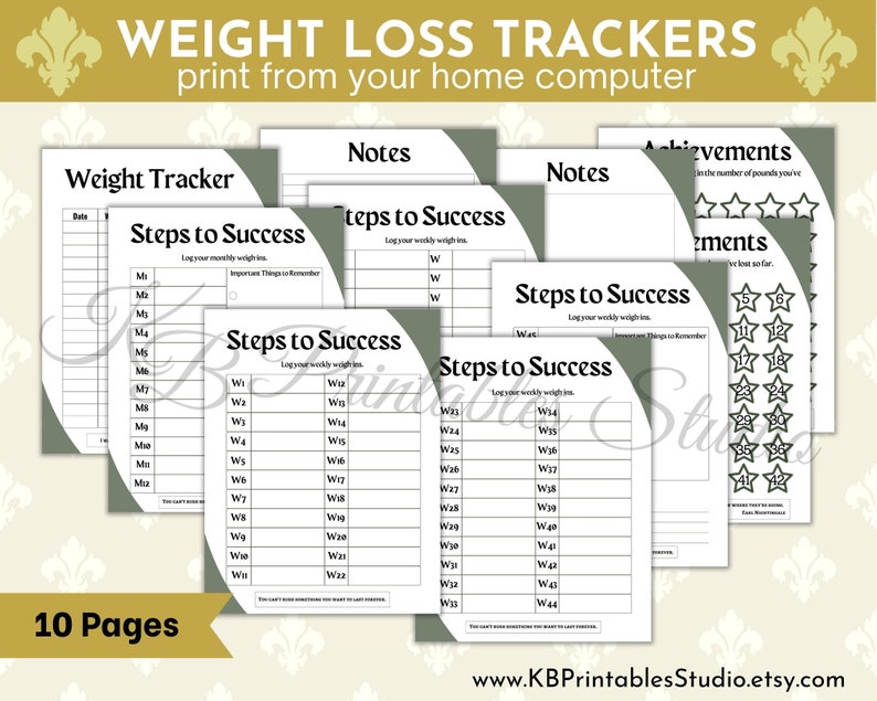 Weight Note Document Weight Loss Tracker Printable, Self Care Journal (PDF) - Etsy