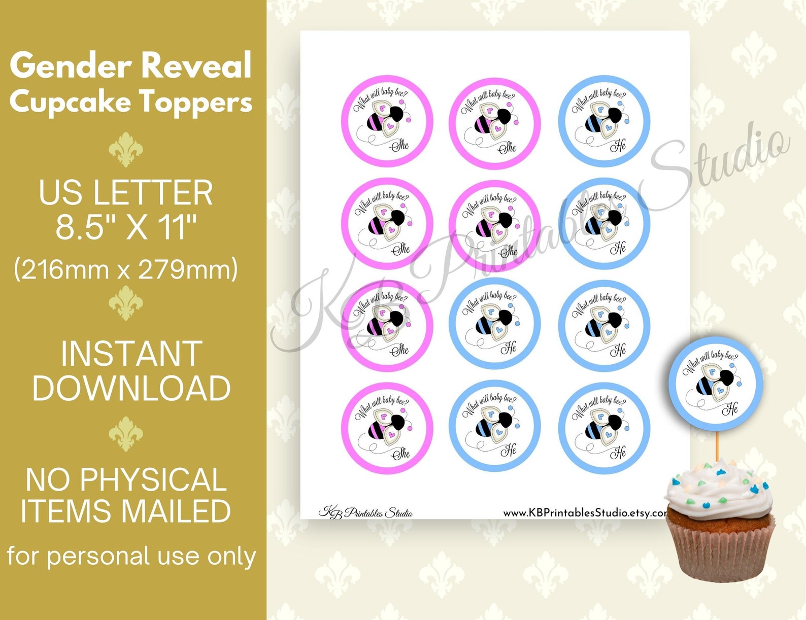 Printable Gender Reveal Cupcake Toppers Make Your Own Baby Etsy Canada