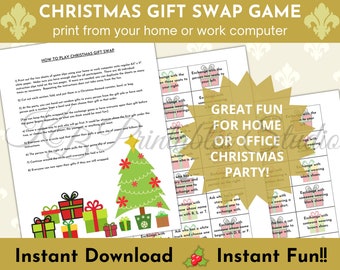 Gift Exchange Game, White Elephant Game, Yankee Swap, Office Party Games, Christmas Gift Swap, Christmas Party Games, Printable Games