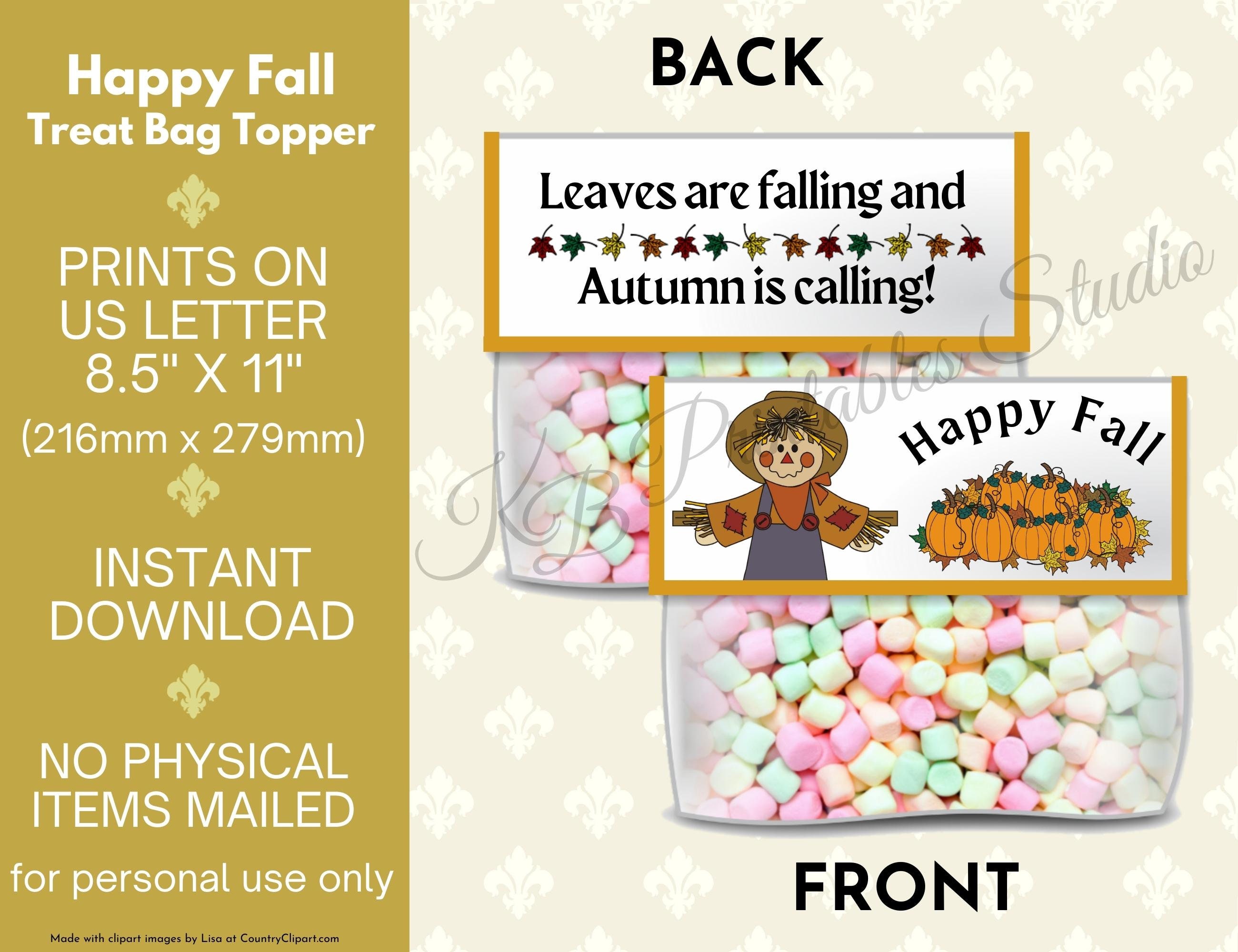 Printable Treat Bag Topper, Fall Party Décor, Treat Bags, Candy Bag ...