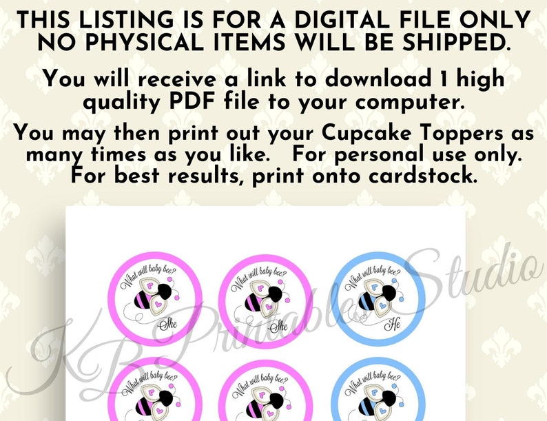 Printable Gender Reveal Cupcake Toppers Make Your Own Baby Etsy Canada