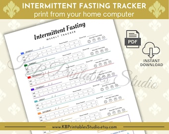 Intermittent Fasting Tracker, Weekly Habit, Diet Journal (Digital Download)