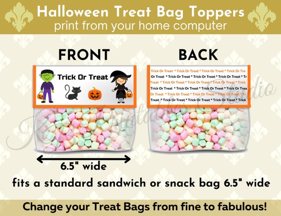 Printable Treat Bag Topper Halloween Treat Bags Trick or - Etsy