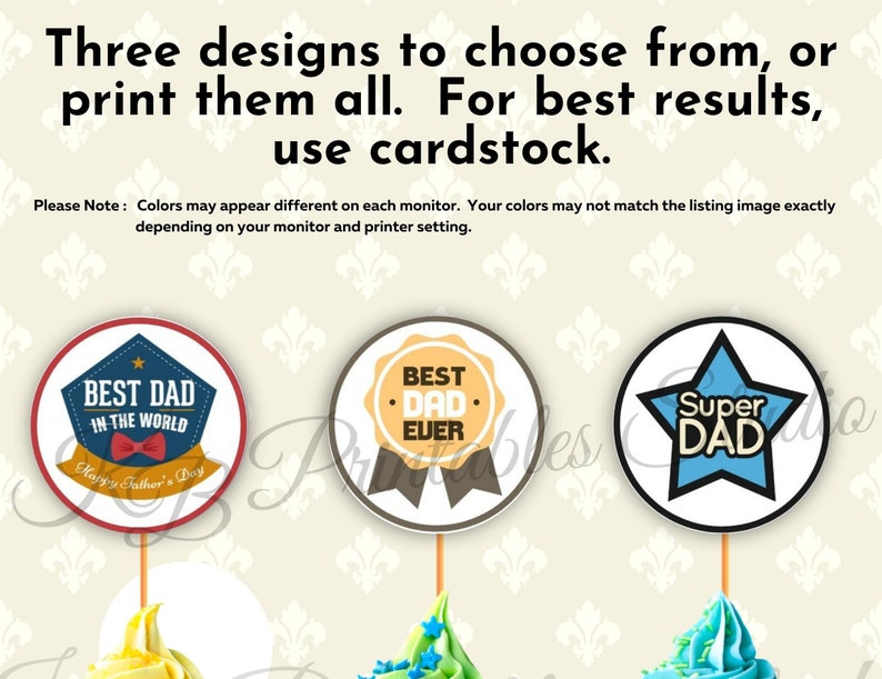 Printable Father's Day Cupcake Toppers DIY Father's - Etsy