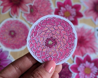 Dahlia flower sticker for scrapbook, Flower sticker for bullet journal, flower sticker for planner, laptop sticker, floral sticker