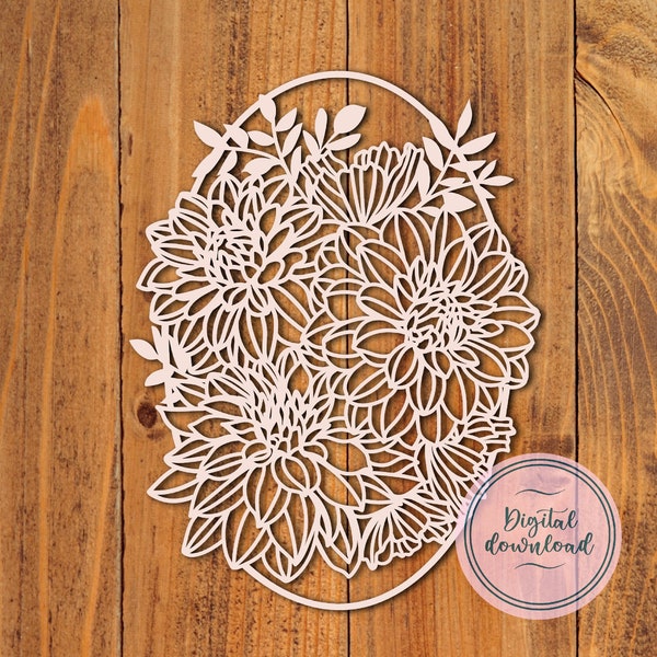 Floral papercut template - dahlia flower papercutting - digital papercut pattern SVG PDF - paper craft for mother's day - cricut paper cut