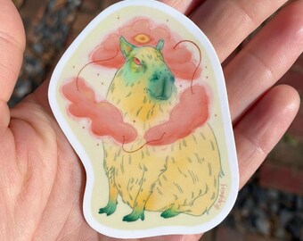 Capybara Illustration Aufkleber, ca. 3 Zoll, wasserdicht.