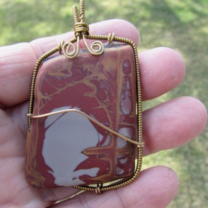 Noreena Jasper Pendant, hand-crafted pendant, Wire-wrapped jewelry, Healing stone