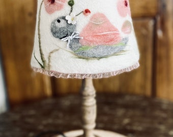 Felted table lamp with summer snail