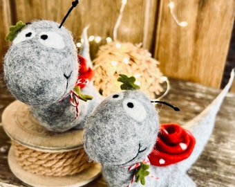 Lucky mushroom snail Heiner…hand-felted lucky charms 067
