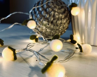 felted fairy lights with 20 small mistletoes