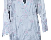 Hand Embroidery Indian Kurti Ethnic Silk Long Hand Embroidery Top with Fine Work
