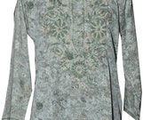 New Floral Hand Embroidery Indian Kurti Ethnic Cotton Crep Mix Short Hand Embroidery Top with Fine Work